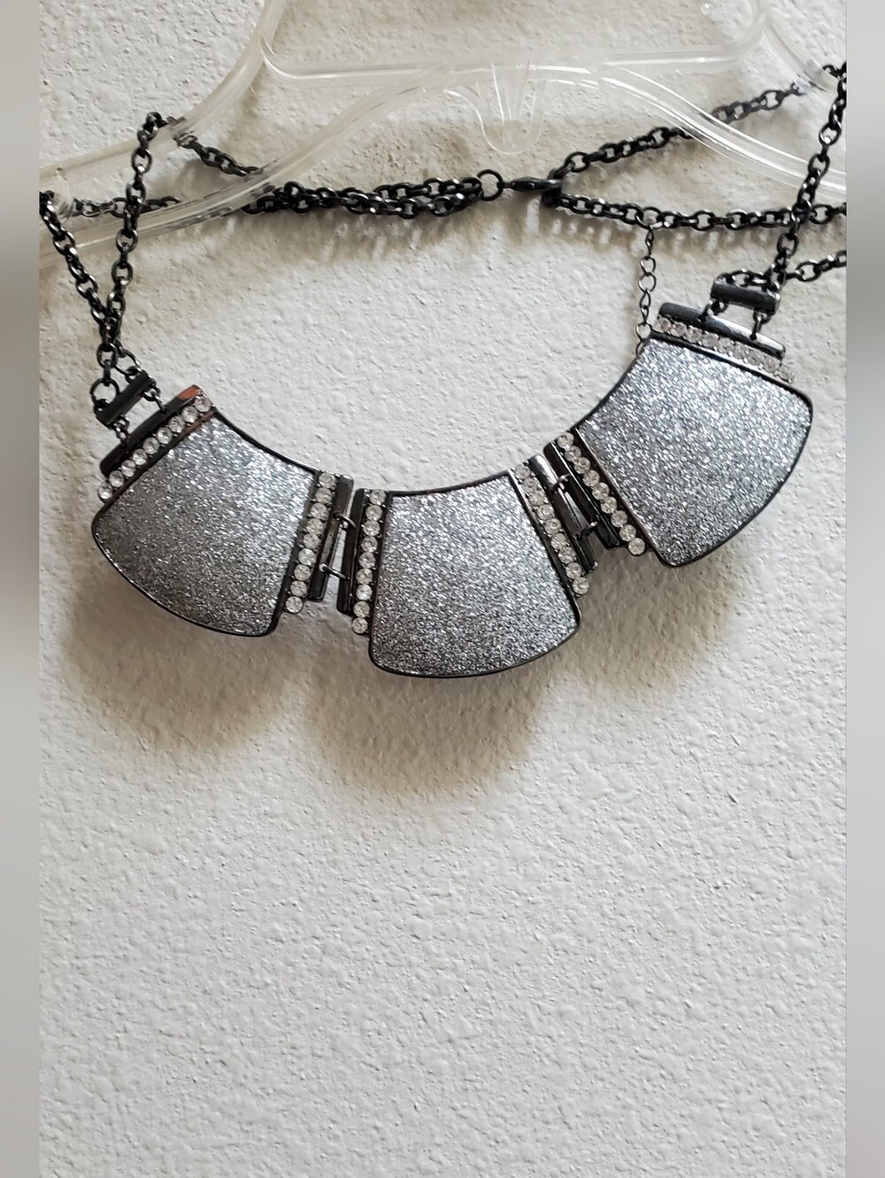 Silver Glitter Statement Necklace - Women Jewelry